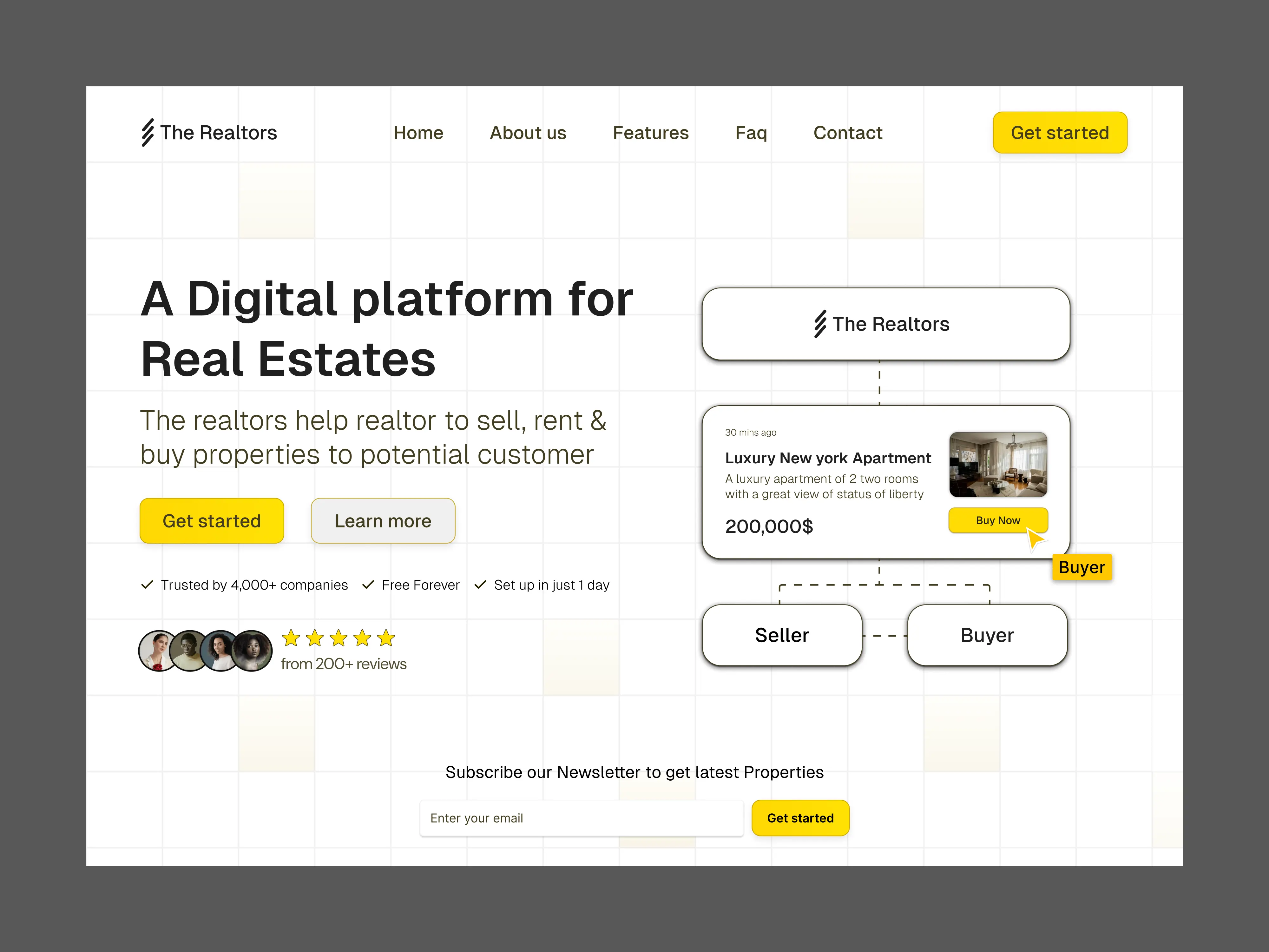 Portfolio project: Real estate website landing page design - Professional property SaaS UI/UX portfolio showcasing property listings, search functionality, and lead generation